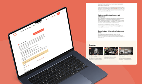 De website van VluchtelingenWerk met een door vragen.ai gegenereerd antwoord en gerelateerde artikelen